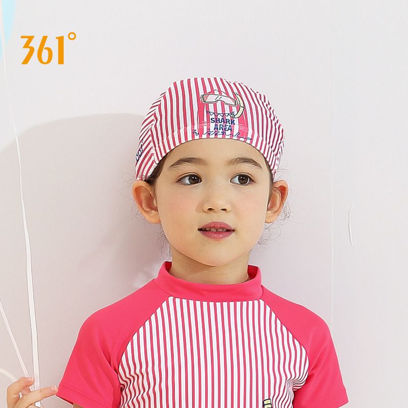 361° - 兒童印花矽膠泳帽-大鯊魚-紅色 (頭圍55cm以下)