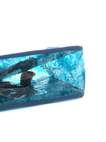 日本 OCEAN&GROUND - 透明PVC防水手提袋-花紋系列-碎花藍 NV (25x33x13.5cm)