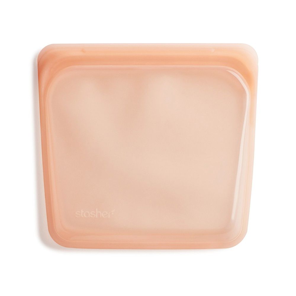 美國 Stasher - 食品級白金矽膠密封食物袋-Sandwich方形-木瓜牛奶 (443ml)