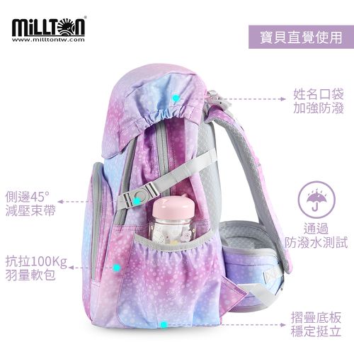 軍規雙軸護脊書包｜粉藍獨角Magical Unicorn｜24L 720g