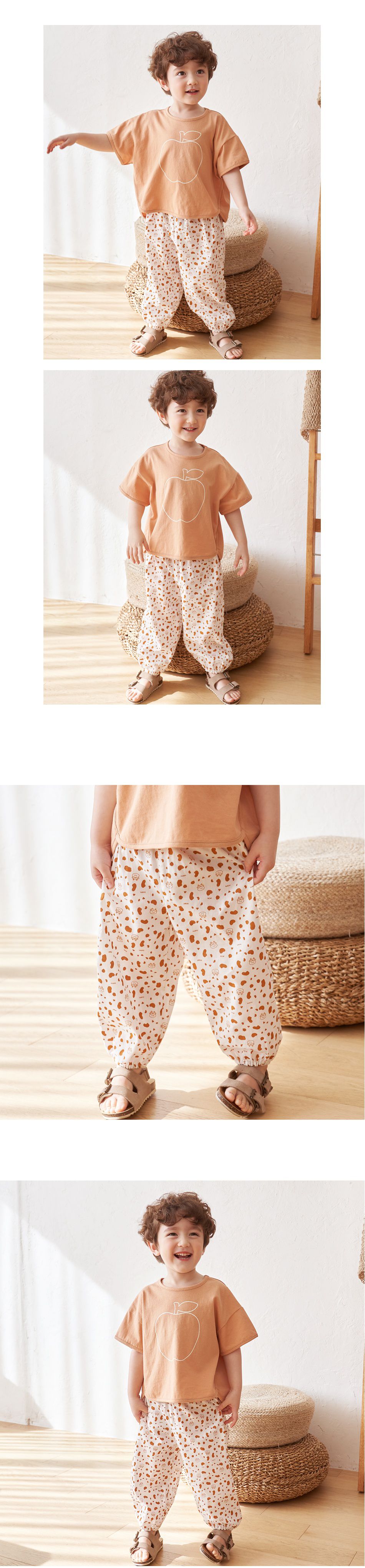 韓國 Bebezoo - 透氣純棉縮褲管防蚊褲-咖啡牛牛