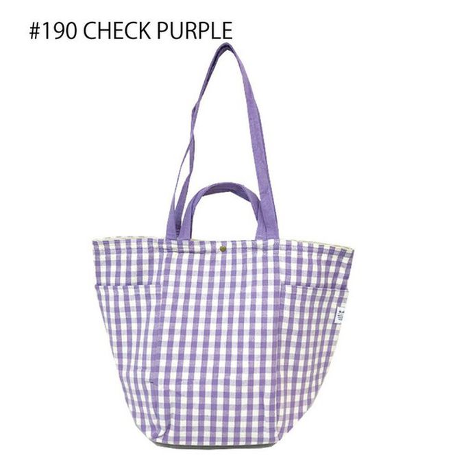 日本 Chepeli - [定番]印度棉大容量2way手提包(15L)-蘋果綠格紋 (約34x46x20cm)