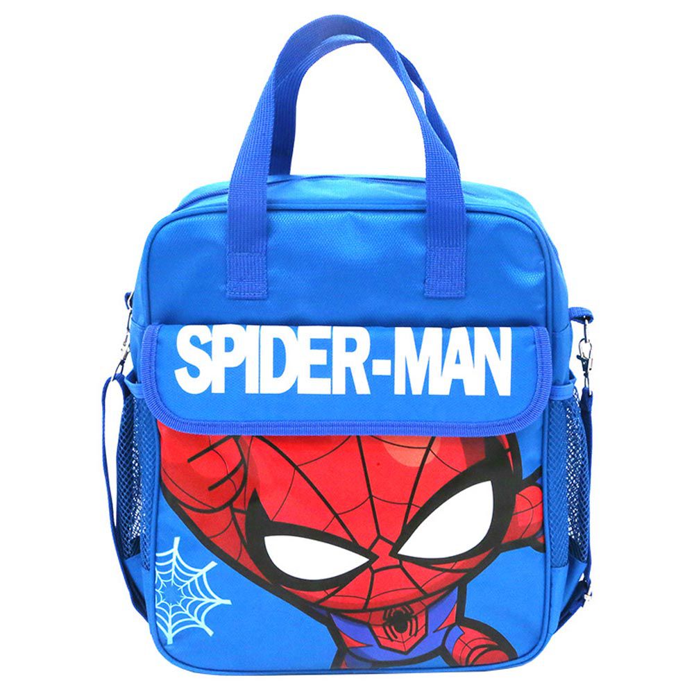 大容量多功能補習袋/肩背包-卡通人物蜘蛛人-藍色-32x15x9cm
