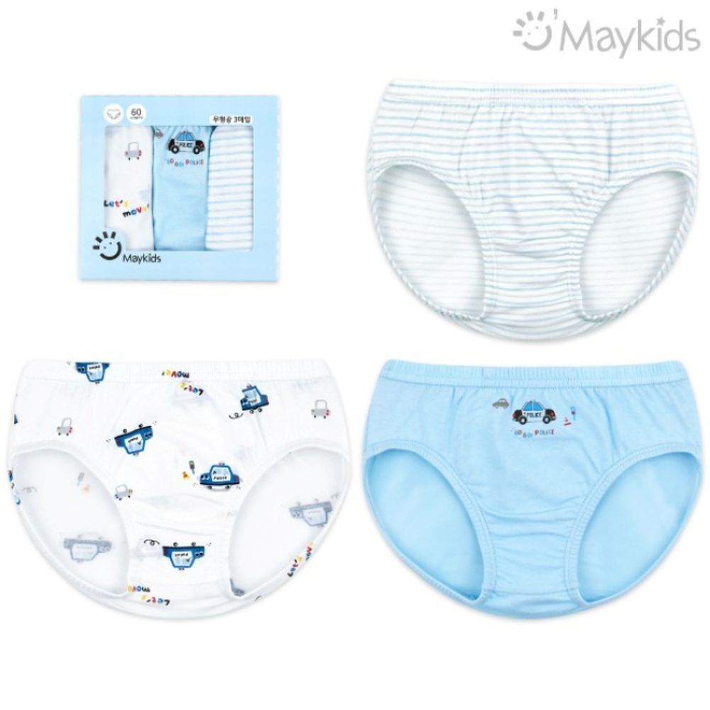 (3入組)男寶無螢光輕柔棉三角褲-童趣警察車車