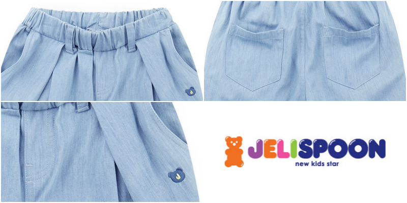 韓國 Jelispoon - 設計感小熊刺繡長褲