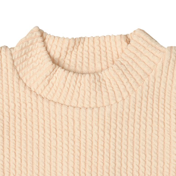 akachan honpo - 麻花針織上衣-淺卡其色