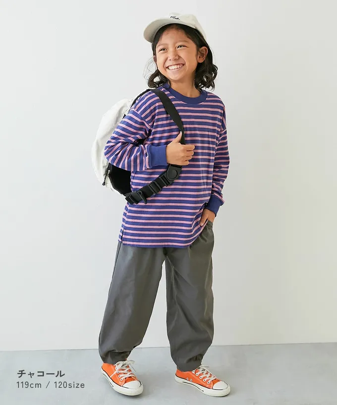 日本 devirock - 彈性斜布紋寬鬆氣球長褲-炭灰