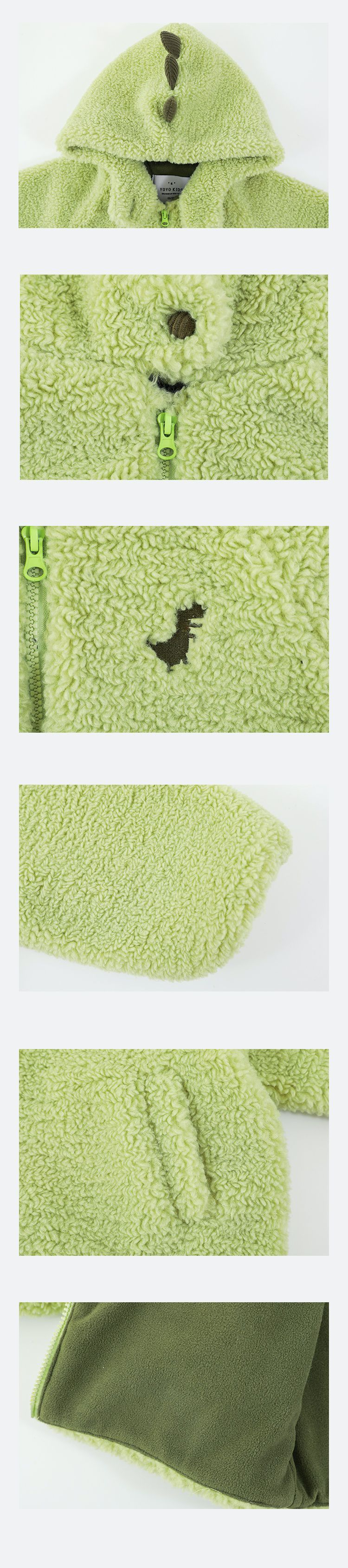 TONGMO - 羊羔絨立體造型外套-恐龍-綠色