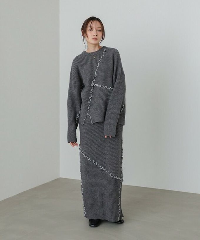 日本 Bab - 柔美曲線點綴寬鬆感針織上衣-象牙米