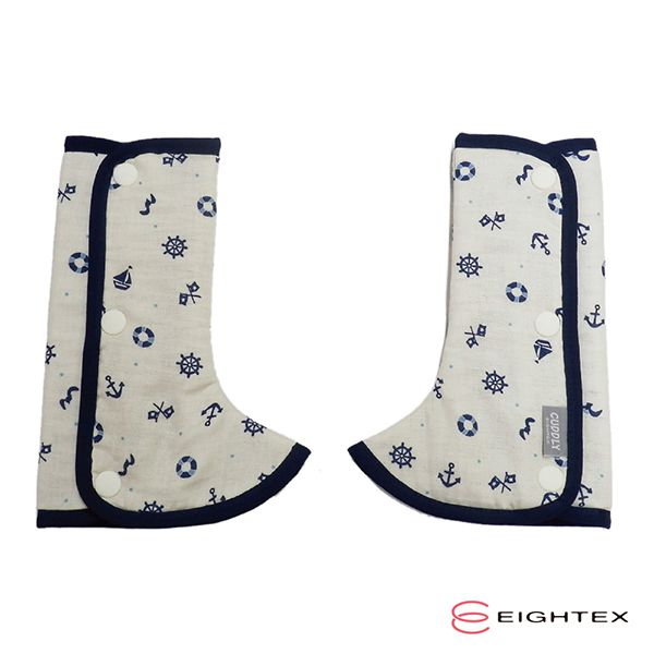 日本 Eightex - 日製L型防污套(口水巾)2入-圓點象牙