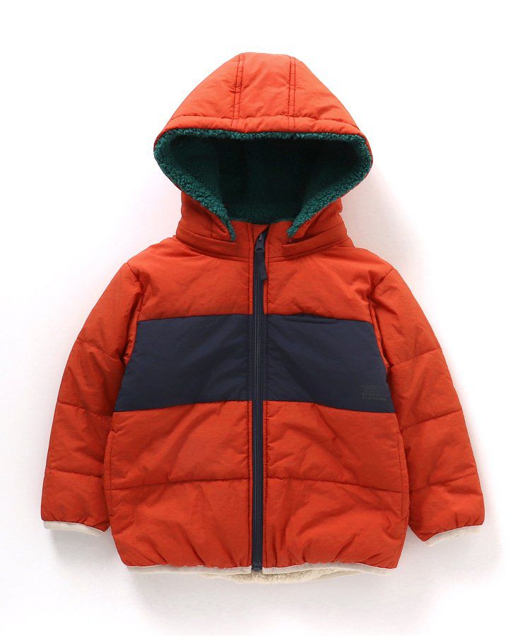 日本 BREEZE - [雙面穿]絨毛鋪棉繽紛保暖外套-黑系&迷彩