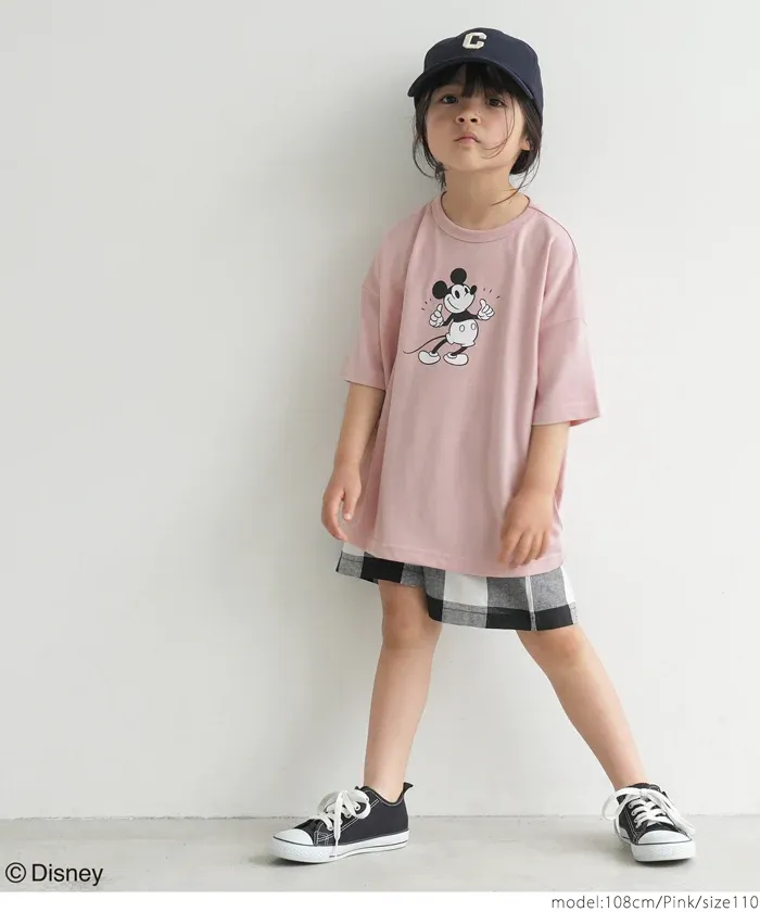 日本 COCA - 聯名款卡通印花短袖上衣-復古米奇-淺粉