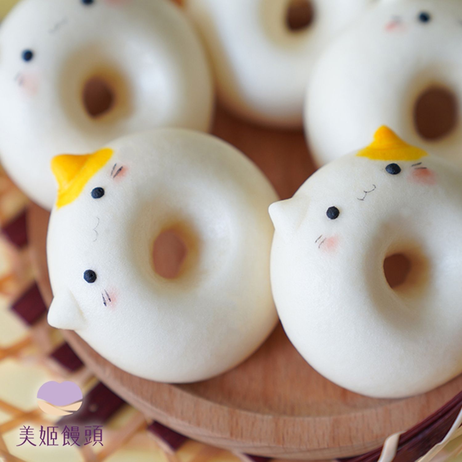 美姬饅頭 - 卷卷貓咪甜甜圈鮮乳造型饅頭-6入-20g/顆