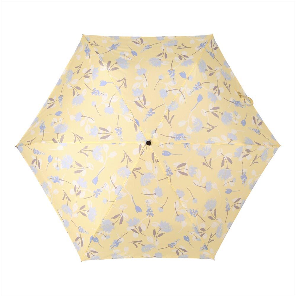 日本 nifty colors - 抗UV輕量 晴雨兩用折疊傘-法式花舞-萊姆黃 (直徑98cm/191g)