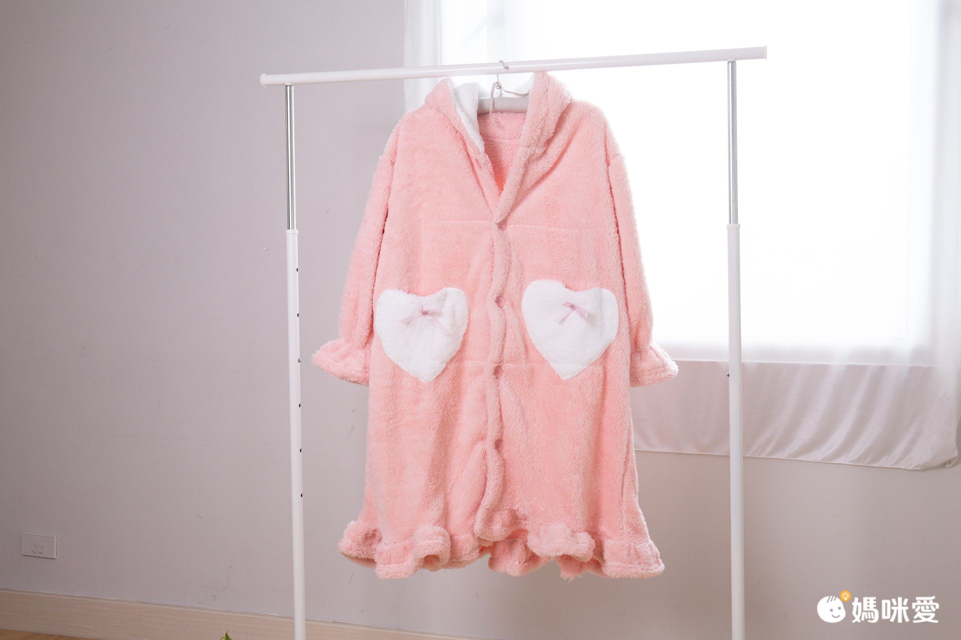 成人超柔軟珊瑚絨家居服-長袍-粉色