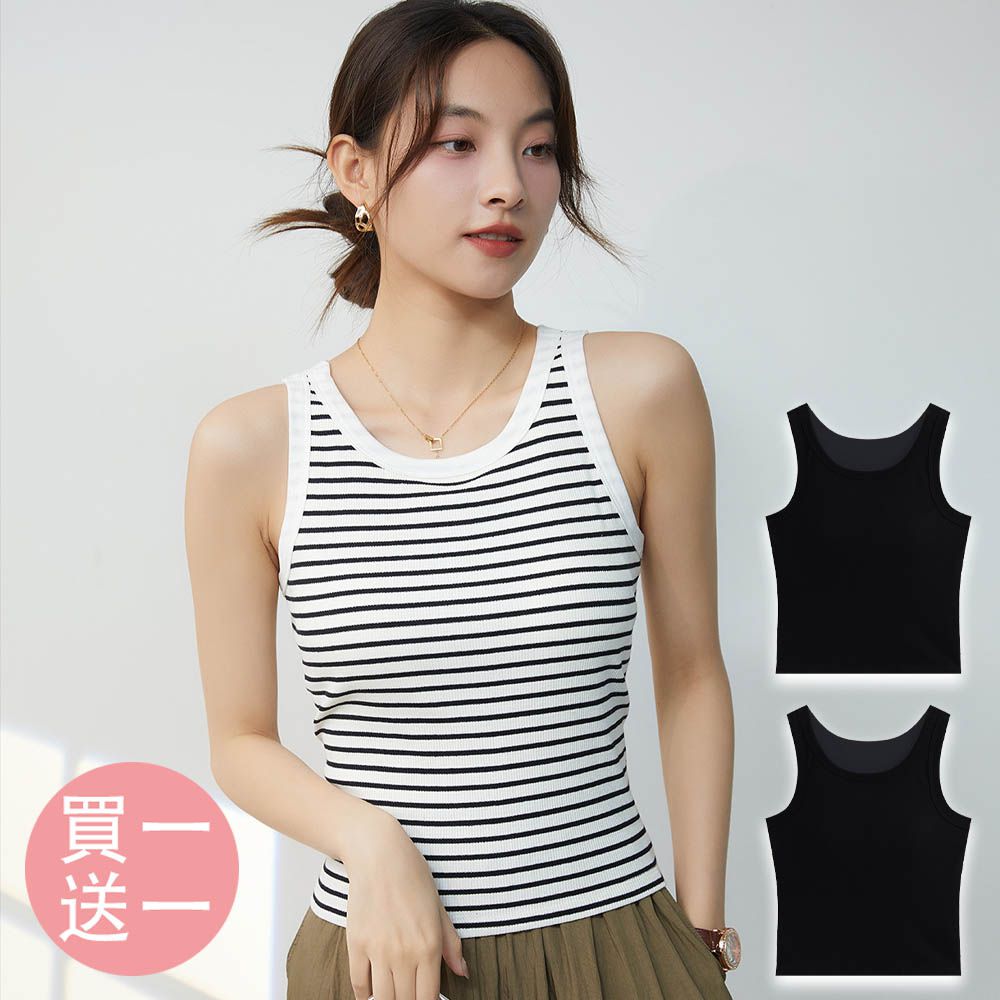 [買一送一]BRA TOP/附罩杯上衣-顯瘦黑