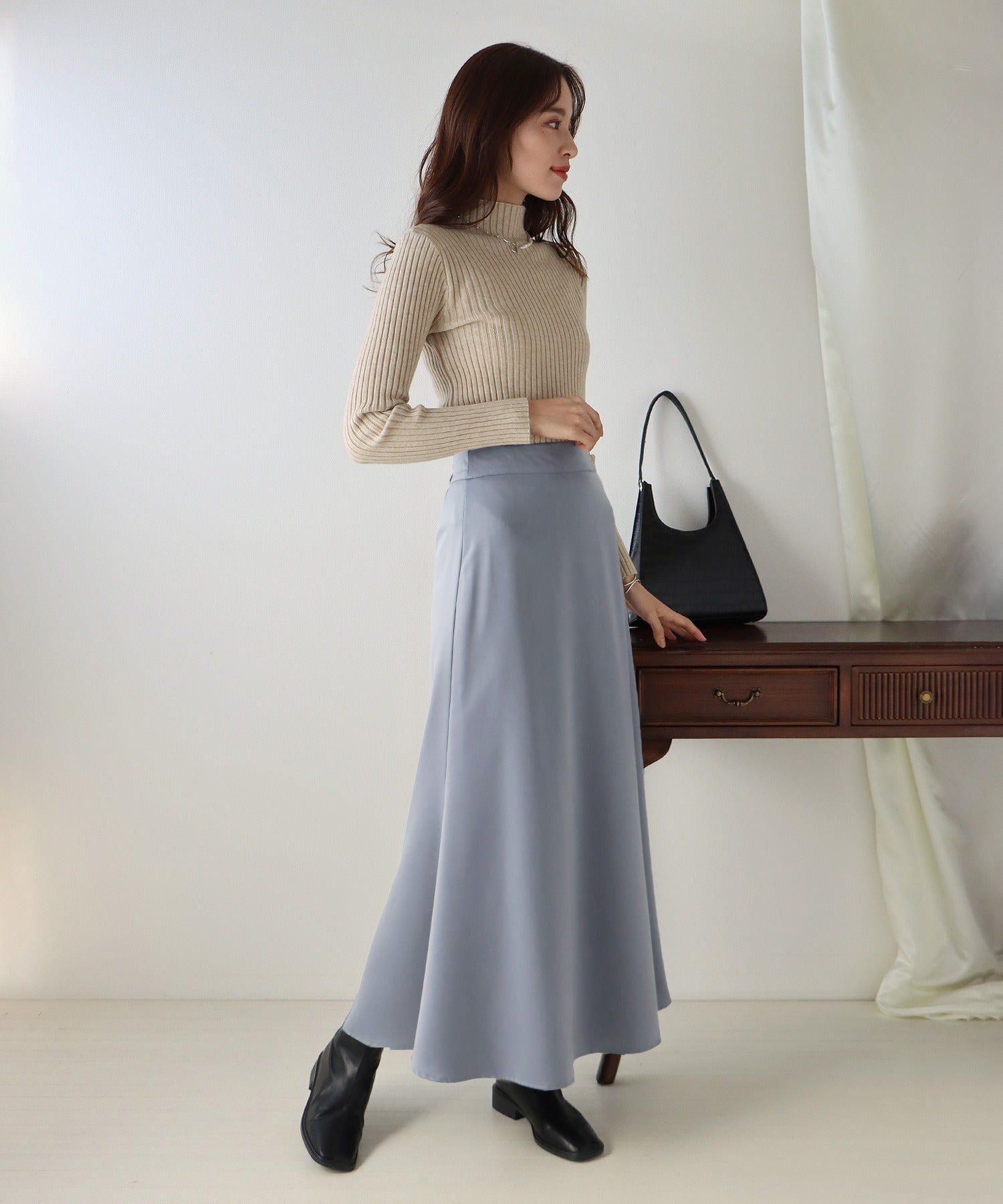 日本 BLUE EAST - [熱銷推薦] 甜美百搭修身剪裁長裙-果綠