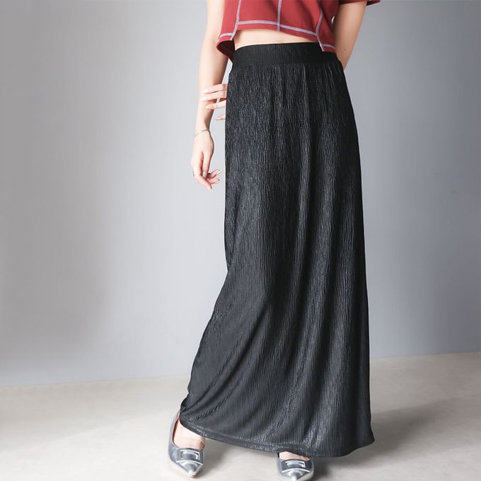 日本 Classical Elf - 小華麗光澤纖細修身長裙-黑