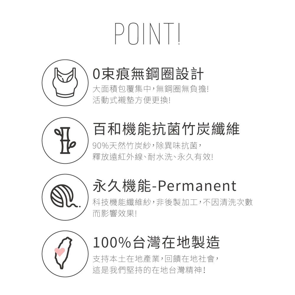 貝柔 Peilou - 全竹炭0束縛無鋼圈運動內衣-深灰