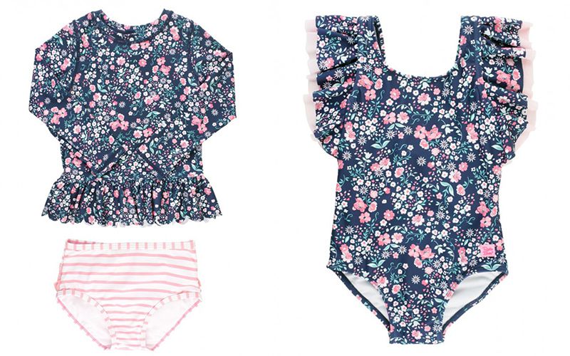 美國 RuffleButts - 小女童UPF 50+防曬無袖連身泳裝-青春甜心