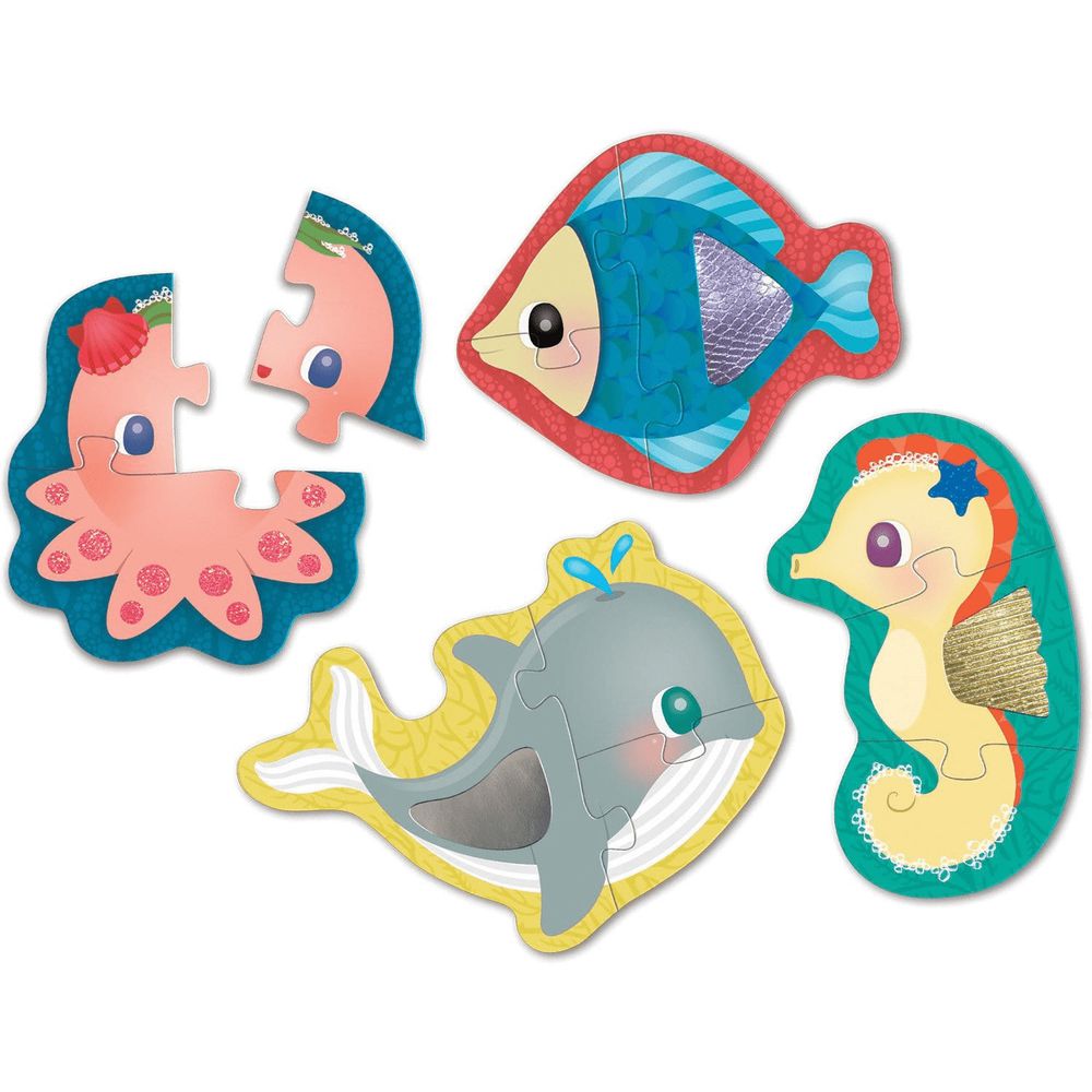 美國 mudpuppy - 觸感拼圖-海底世界-12片