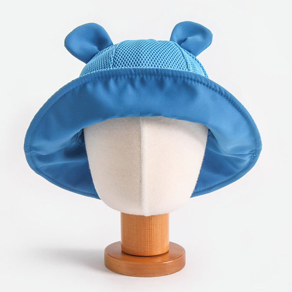 韓國 Babyblee - 小耳朵網格透氣遮陽帽-藍 (頭圍：46-50cm)