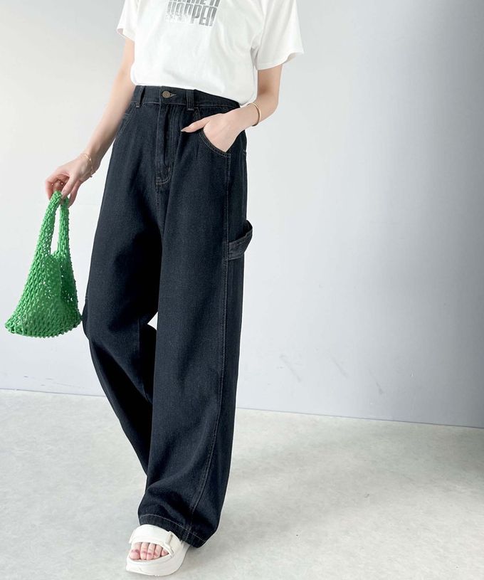 日本 Classical Elf - 超顯瘦厚磅百搭直筒褲-復古刷色