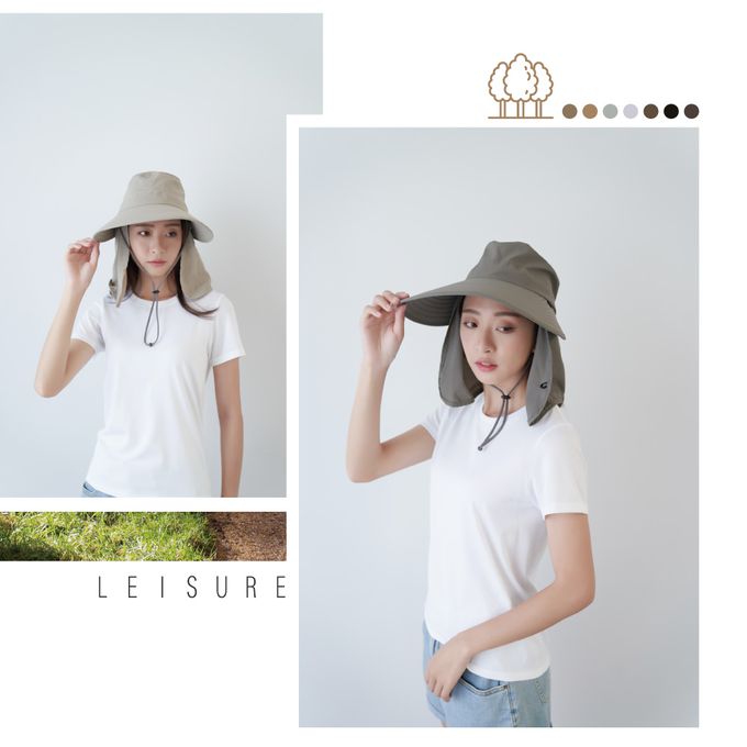 貝柔 Peilou - UPF50+多功能淑女護頸遮陽帽-卡其