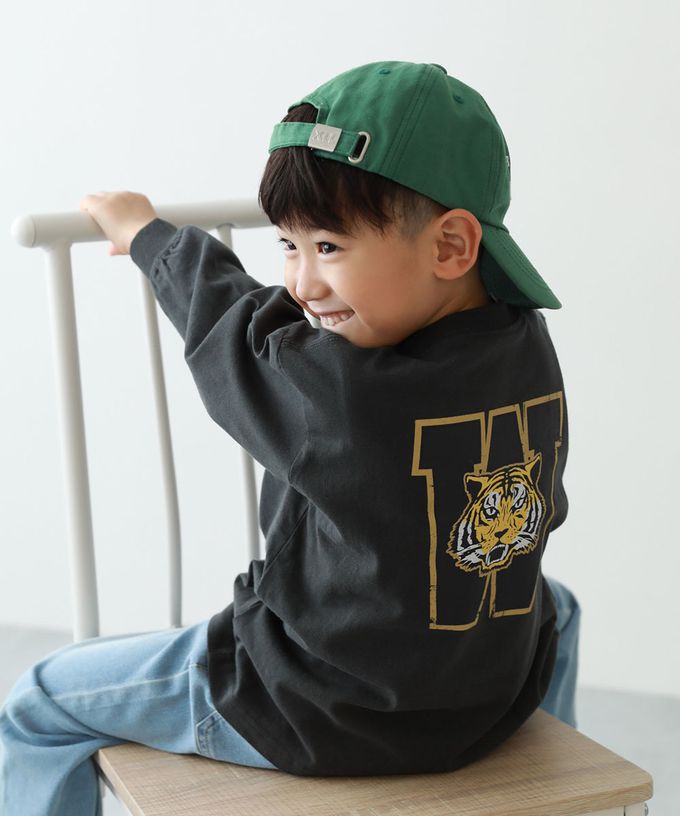 日本 devirock - 100%棉 印花寬鬆長袖T恤-義大利麵標語-白