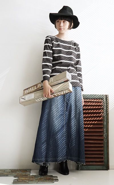 日本 zootie - 百搭輕盈丹寧修身長裙-靛藍