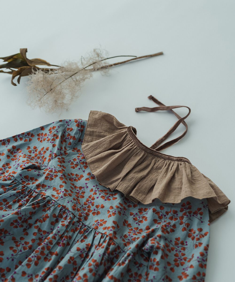 日本 riziere - 純棉綁帶式古典荷葉領-摩卡棕 (Free)