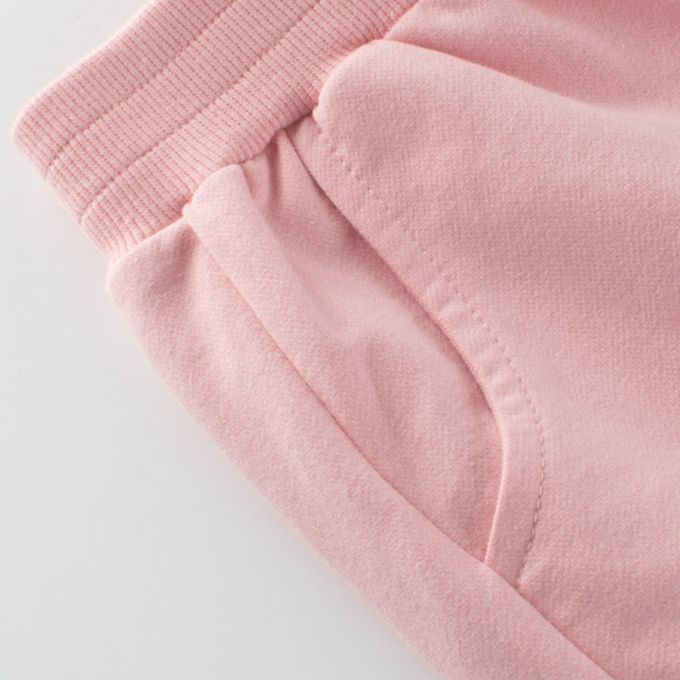 純棉腰鬆緊束口長褲-英文字熊熊-黑色