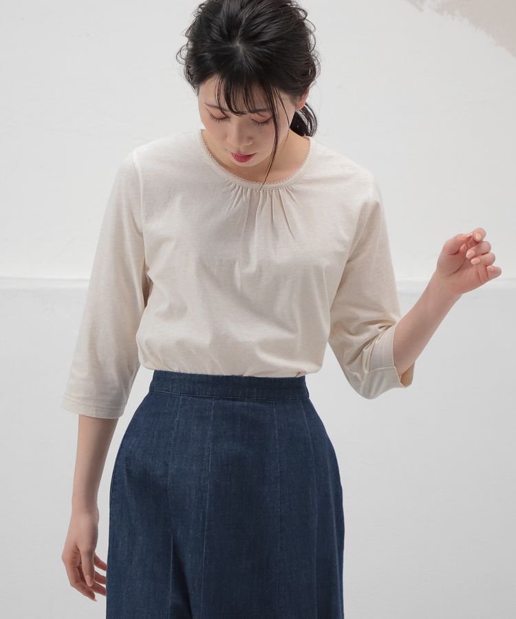 日本 Honeys - 舒適純棉七分袖上衣-薄荷