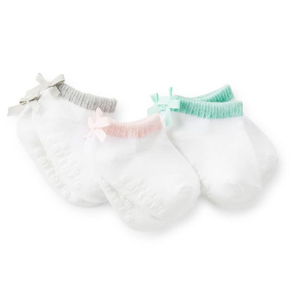 美國 Carter's - 嬰幼兒短襪三入組-素面白
