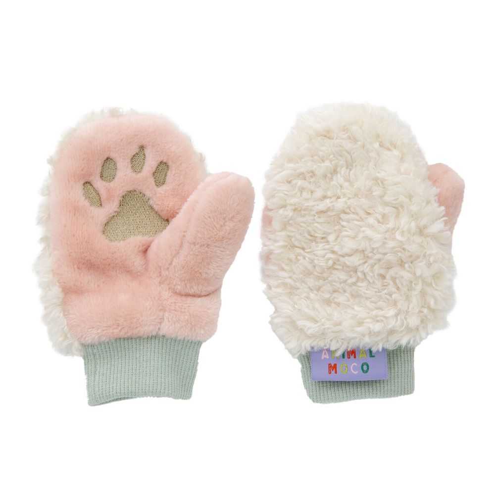日本 BISQUE - 動物造型超柔軟保暖手套-兔兔-櫻花粉 (1.5-5y)