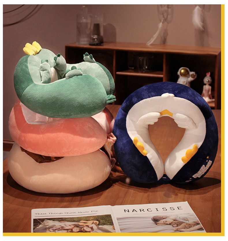 捂臉動物立體造型駝峰頸枕-熊熊-咖啡色 (30x30cm)