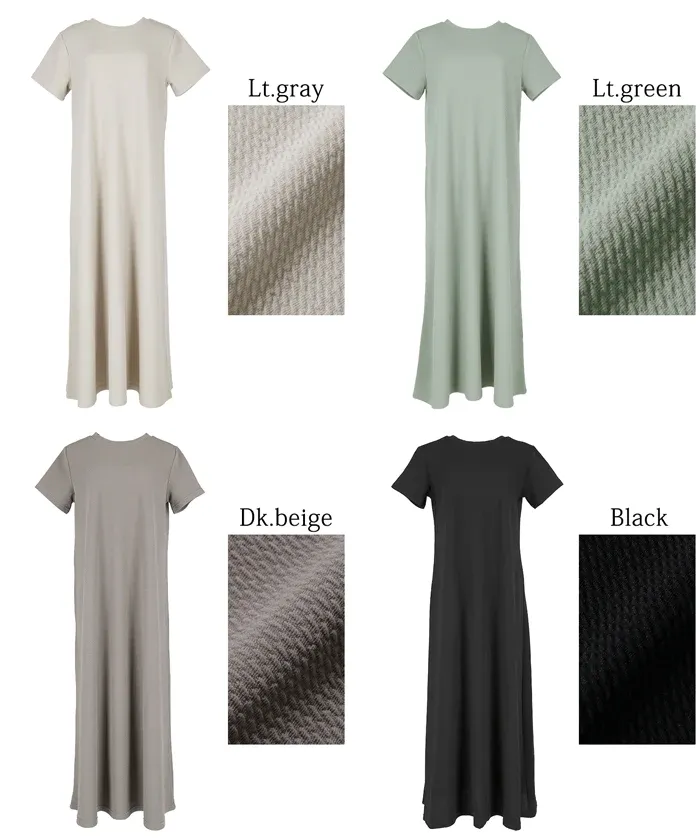 日本 COCA - 速乾彈性 修身圓領短袖洋裝-黑