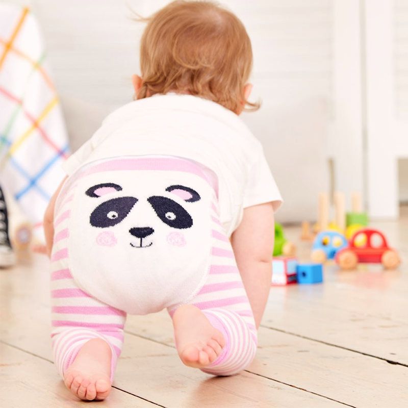 英國 JoJo Maman BeBe - 嬰幼兒屁屁圖案內搭褲/保暖襪-粉白熊貓