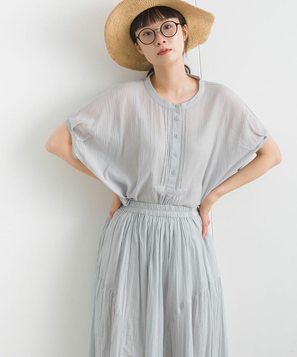 日本女裝代購 - 100%印度棉 空氣感落肩短袖上衣-淺卡其