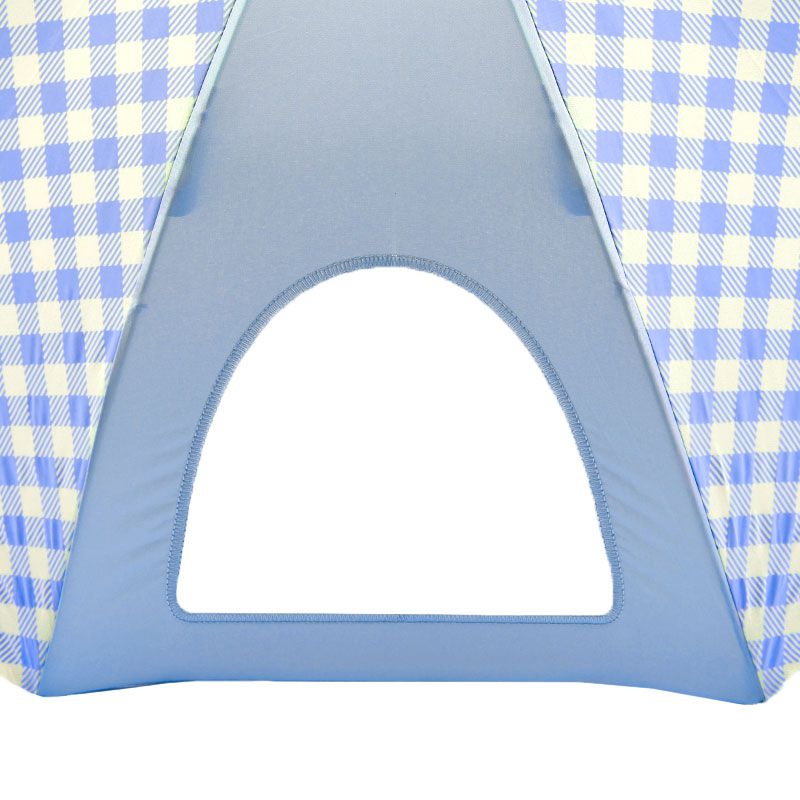 akachan honpo - 雨傘 圓弧狀傘珠-素面×格紋-淺藍色