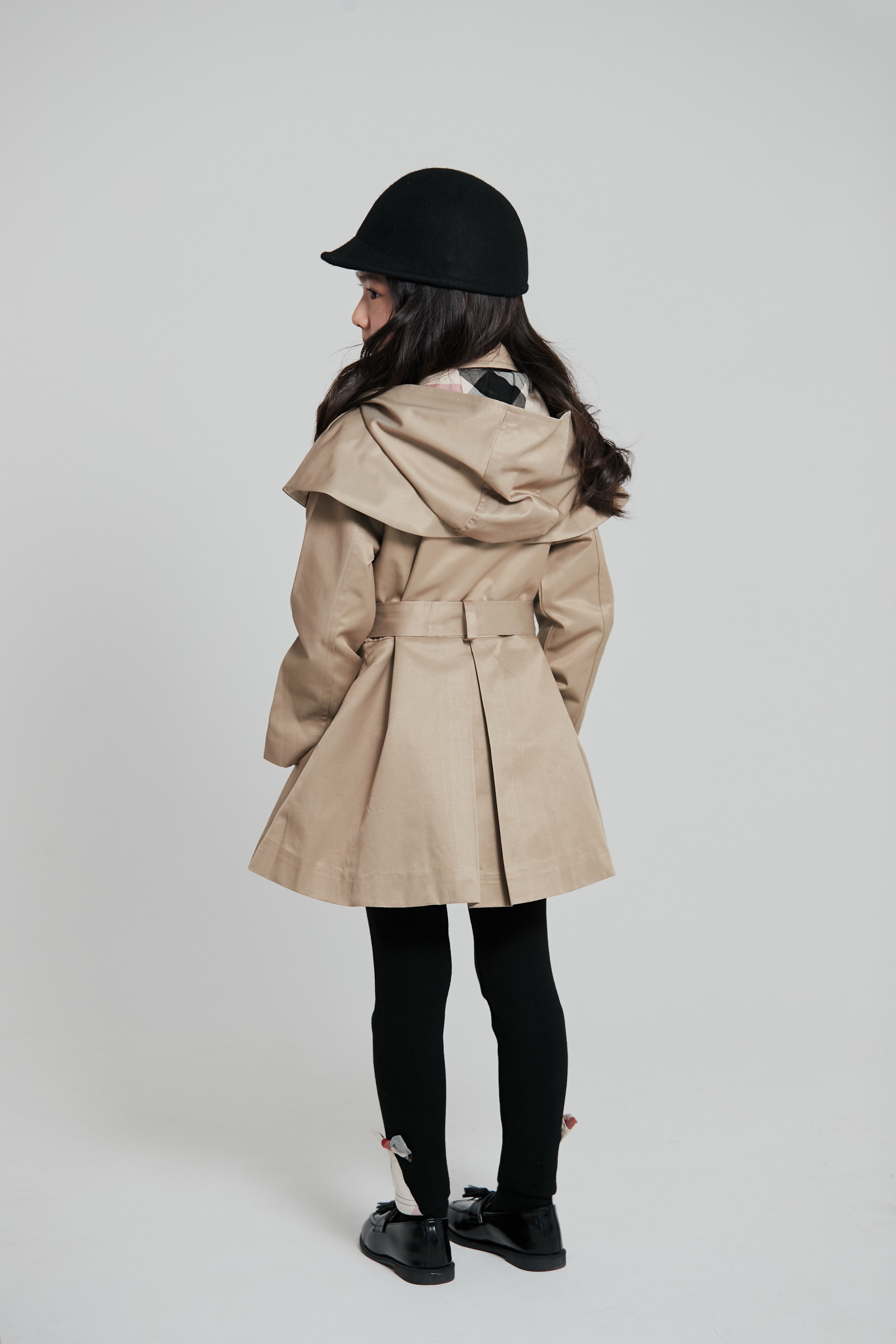 韓國 Coco Bang - 高質感雙排釦連帽風衣外套-卡其