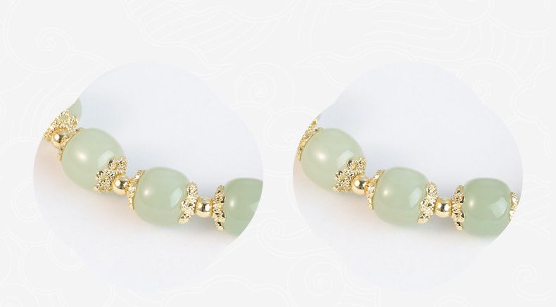 8mm和田玉玉兔串珠手鏈-彈力繩款 (13-18cm)