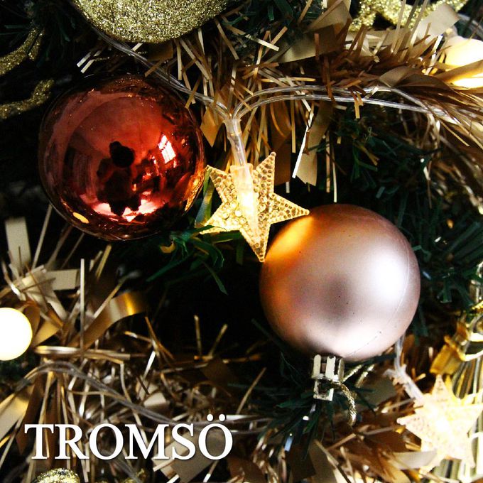 TROMSO - 風格旅程桌上型聖誕樹/含豐盛耶誕掛飾及附LED省電造型燈串-布朗玫瑰金 (總長約60cmx樹圍直徑約30cm)-總重量約600g