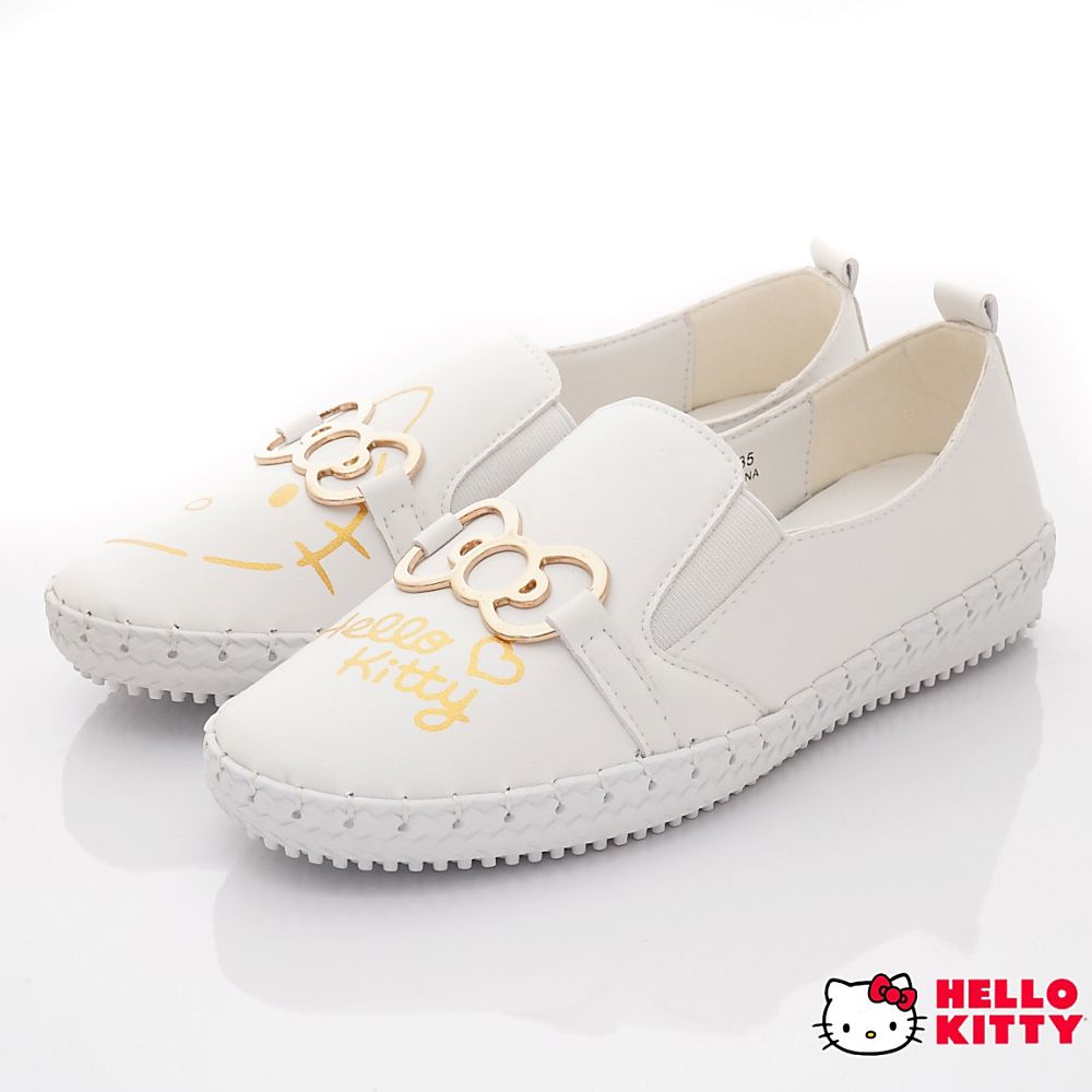 HELLO KITTY - 凱蒂貓皮質不對稱休閒鞋款(大童款)-白