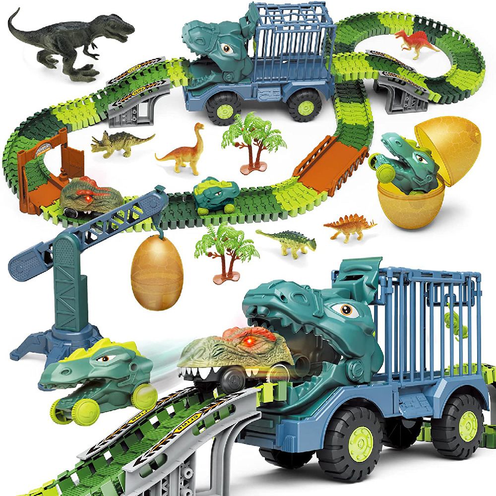 CuteStone - 兒童趣味恐龍卡車軌道玩具套裝組合