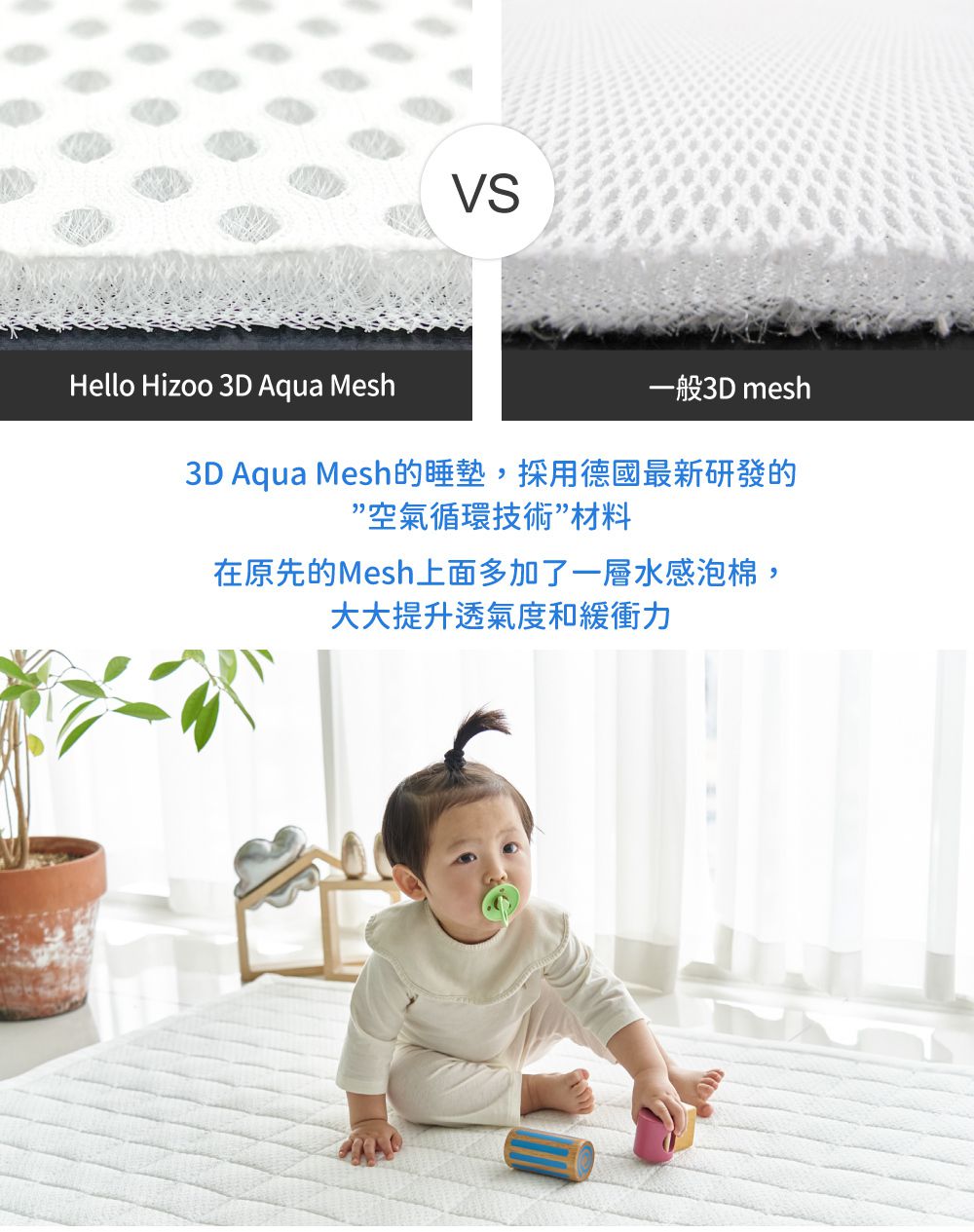 韓國 Hello HiZoo - 3D Aqua Mesh透氣涼感嬰幼兒抗菌防蟎睡墊 (兒童款W100xL150cm)