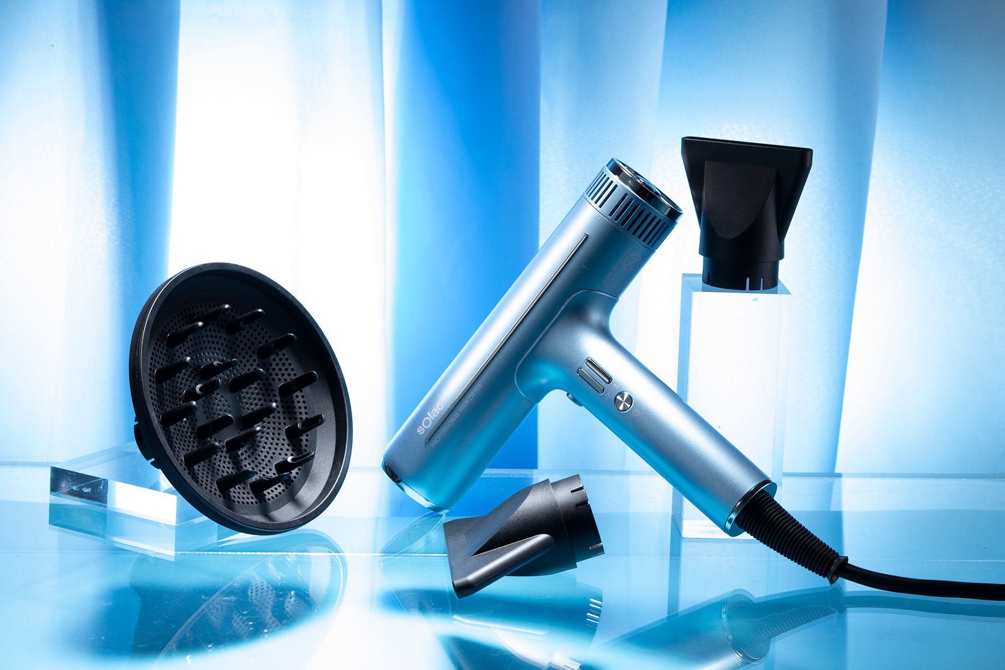 Solac - 1+1吹風機組合 專業吹風機 藍+Tescom雙電壓吹風機