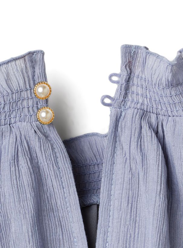 日本 GRL - 清新夏日收腰飛飛袖洋裝-星塵藍