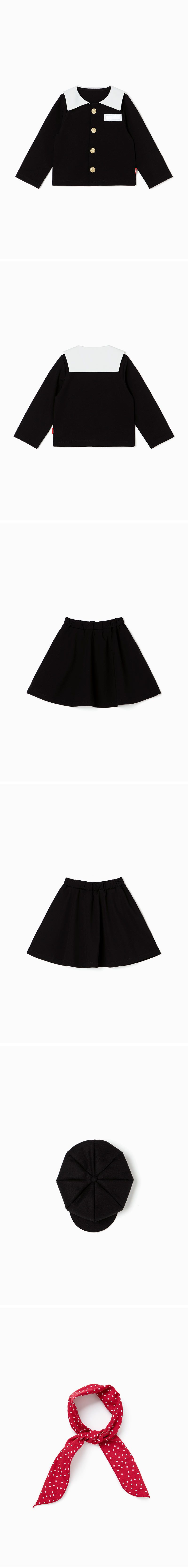 韓國 OZKIZ - 黑色返校日校服短裙套裝(附帽子/圍巾)-黑