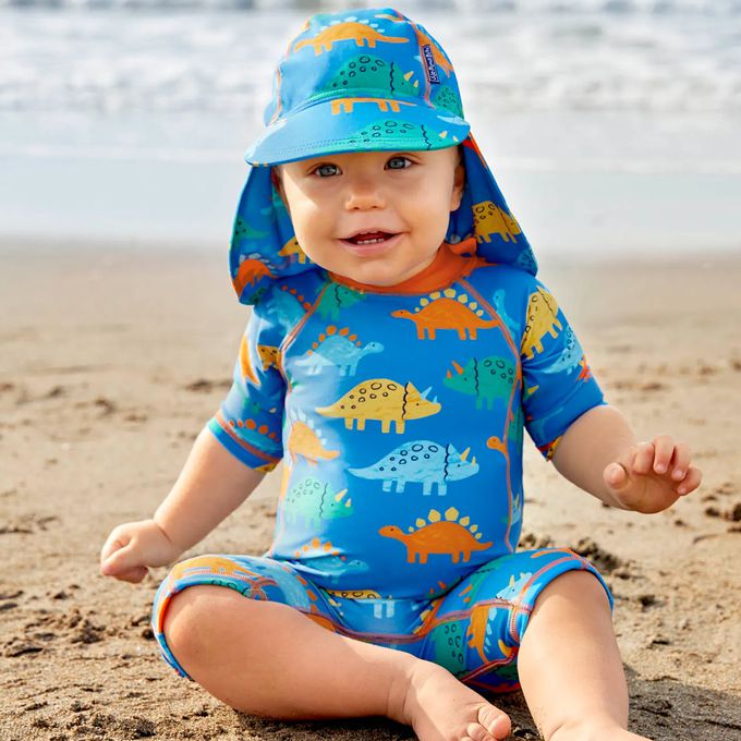 英國 JoJo Maman BeBe - 嬰幼兒/兒童連身式防曬泳裝-恐龍家族